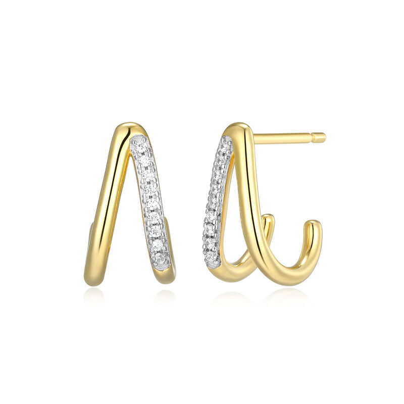 Lab Grown Diamond Huggie Earrings in Gold Plated Sterling Silver image number null